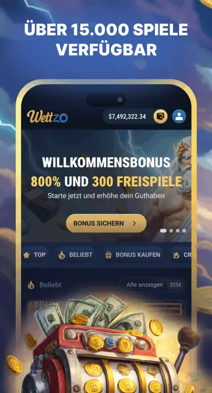 Wettzo Casino Slots auf dem Smartphone