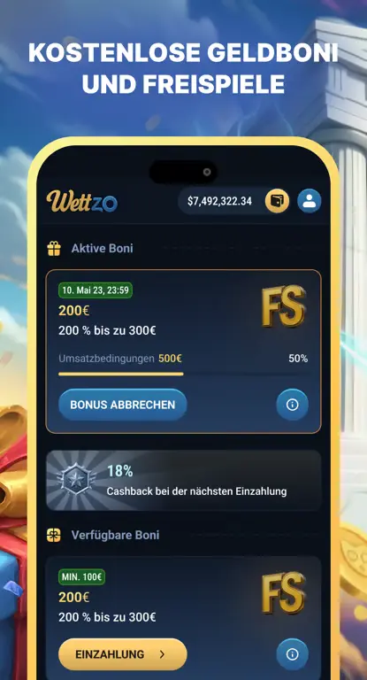 Wettzo Casino Bonus auf Mobile