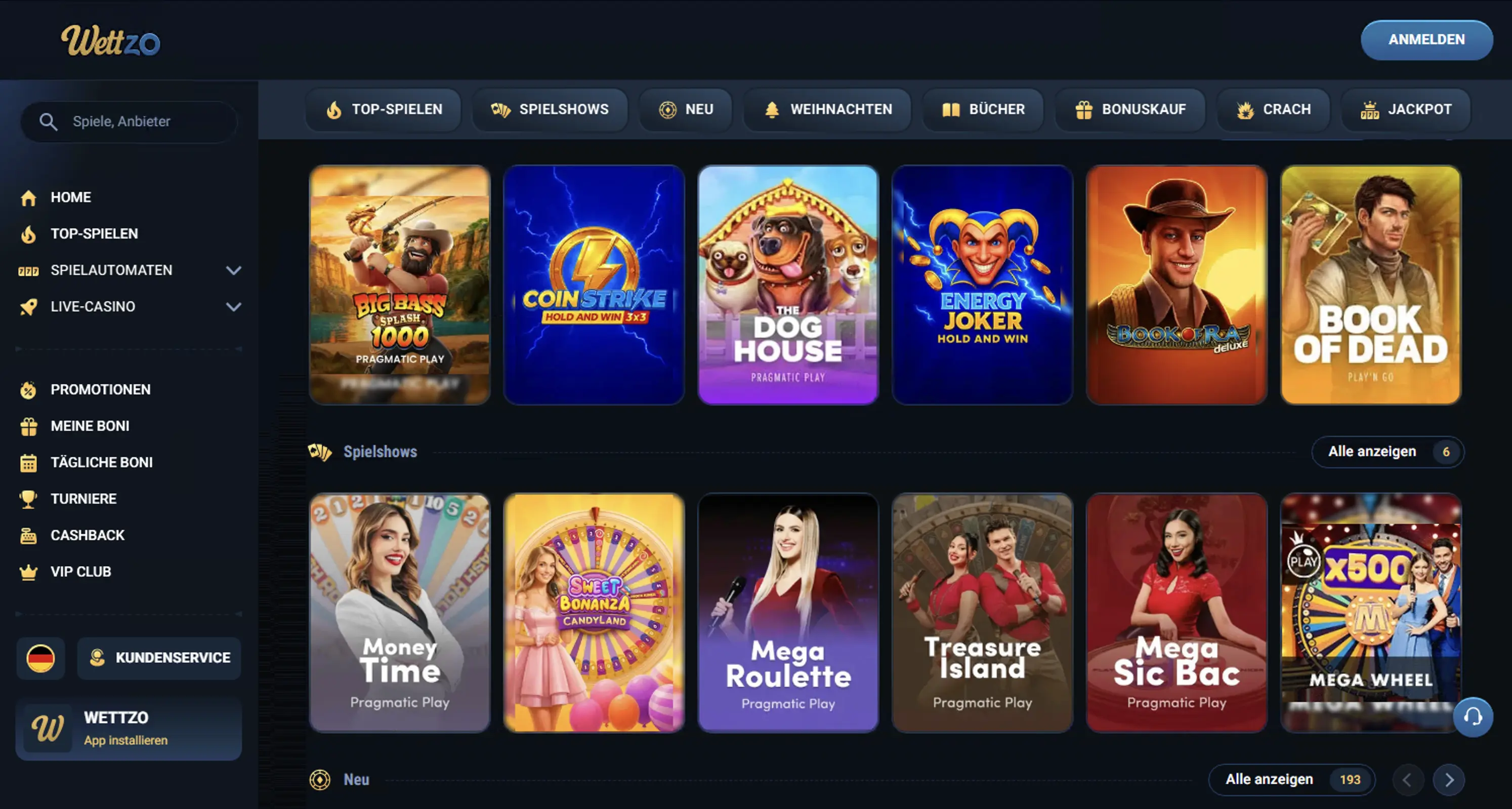 Wettzo Casino Spiele